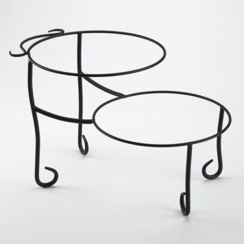 American Metalcraft TLSP1219 Ironworks Two-Tier Round Display Stand with Curled Feet